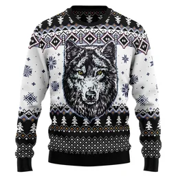 Awesome Wolf Ugly Christmas Sweater Christmas Day Outfit Xmas Gifts For Wolf Lovers