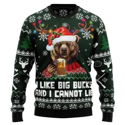 Bear Hunting And Beer Ugly Xmas Sweater Cold Weather Clothes Gifts For Bear Lovers