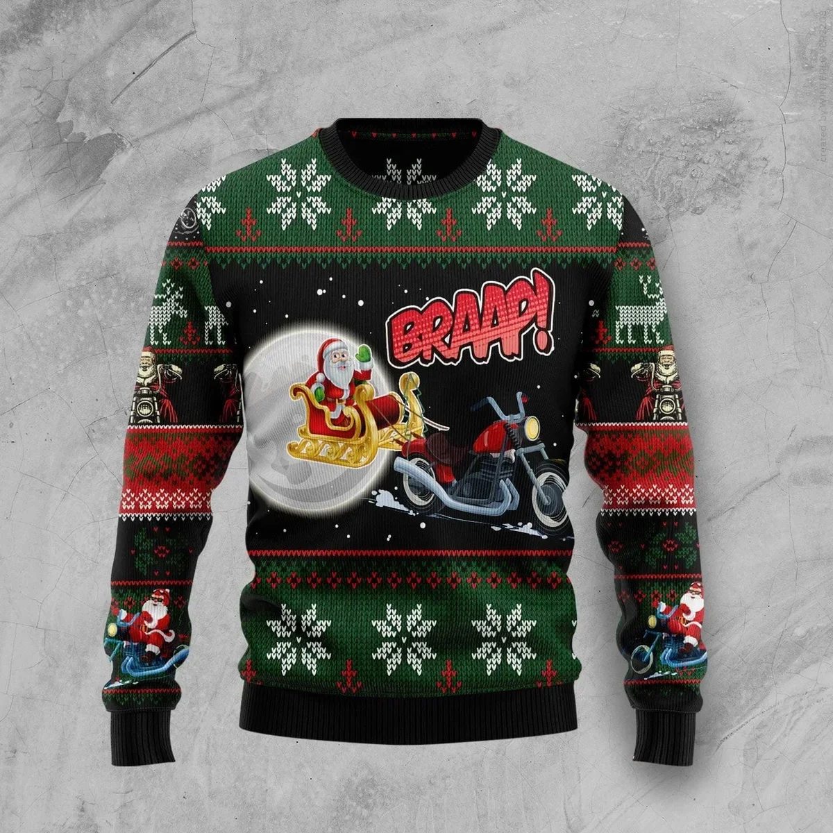 Biker Santa Xmas Ugly Christmas Sweater Funny Xmas Sweater Christmas Gifts For Bikers