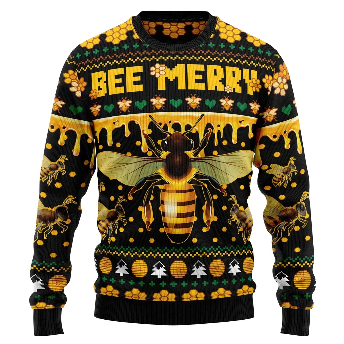 Bee Merry Ugly Xmas Sweater Cold Weather Clothes Gifts For Bee Lovers