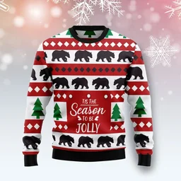 Bear Tis The Season To Be Jolly Ugly Christmas Sweater Xmas Outfits Gifts For Bear Lovers