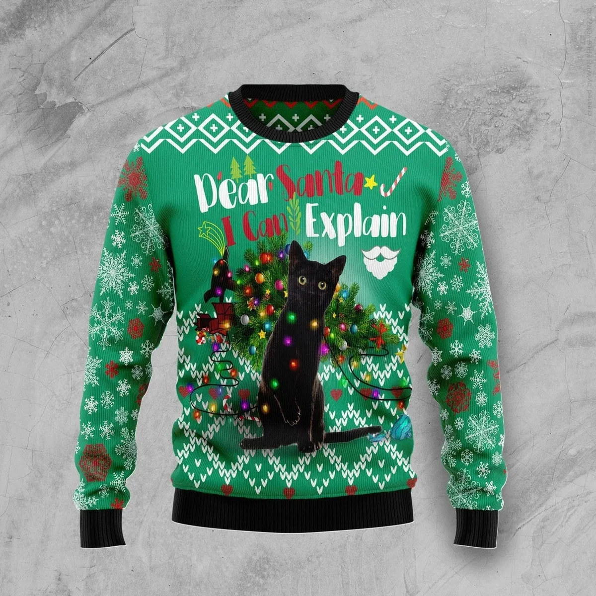 Black Cat I Can Explain Ugly Christmas Sweater Xmas Vacation Apparel Gifts For Cat Lovers