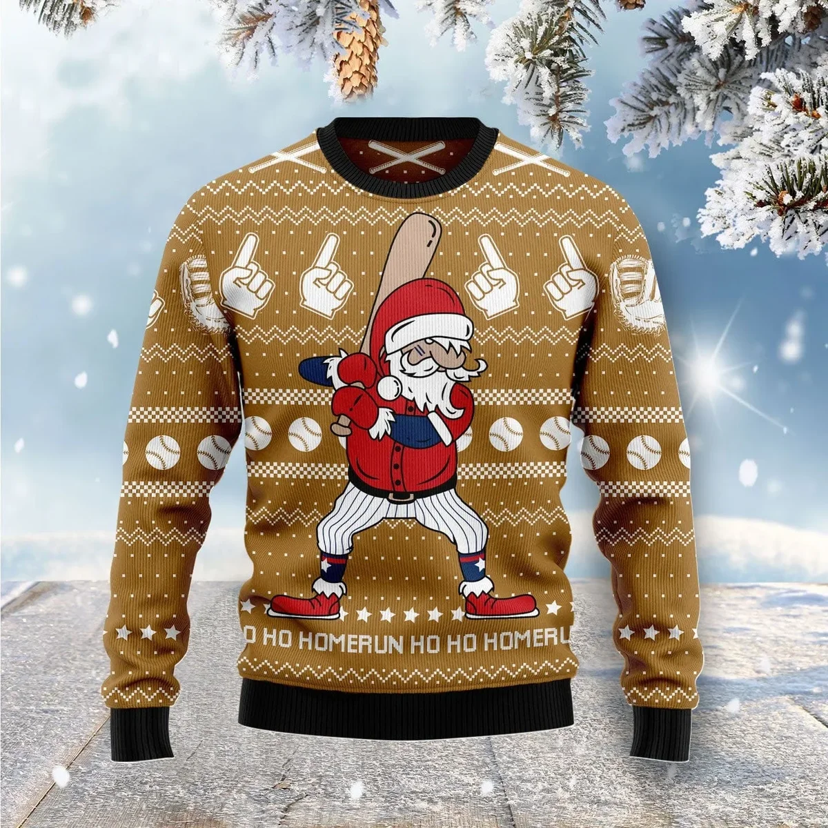 Baseball Ho Ho Homerun Ugly Christmas Sweater Xmas Clothing Gifts For Baseball Lovers