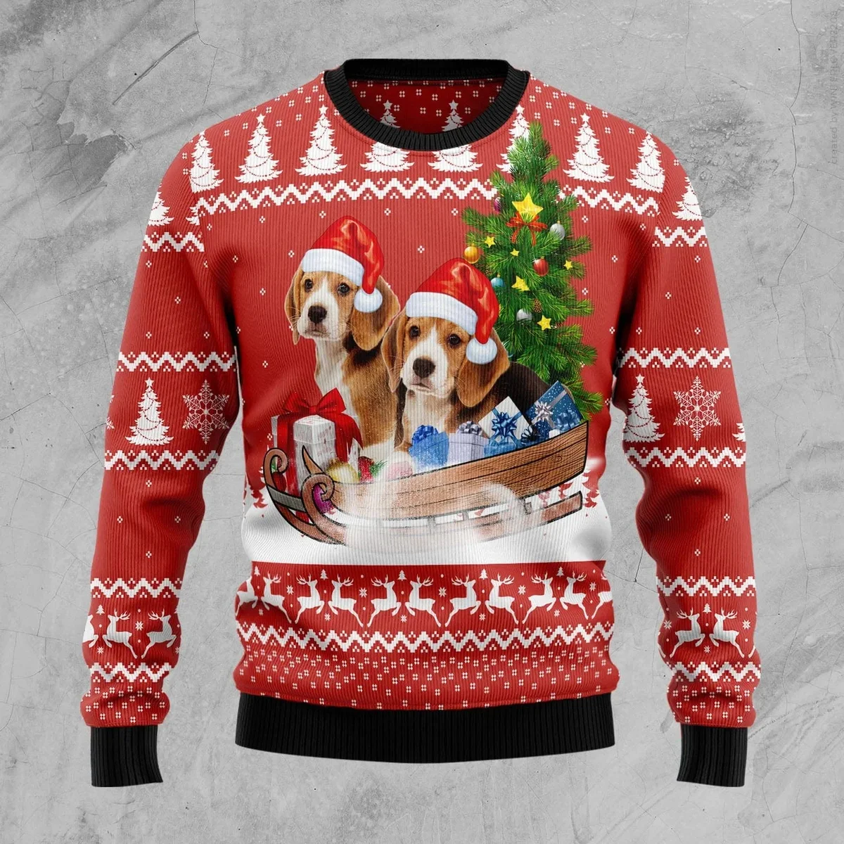 Beagle Dashing Ugly Christmas Sweater Festive Clothing Gifts For Dog Lovers