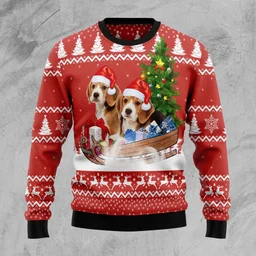 Beagle Dashing Ugly Christmas Sweater Festive Clothing Gifts For Dog Lovers