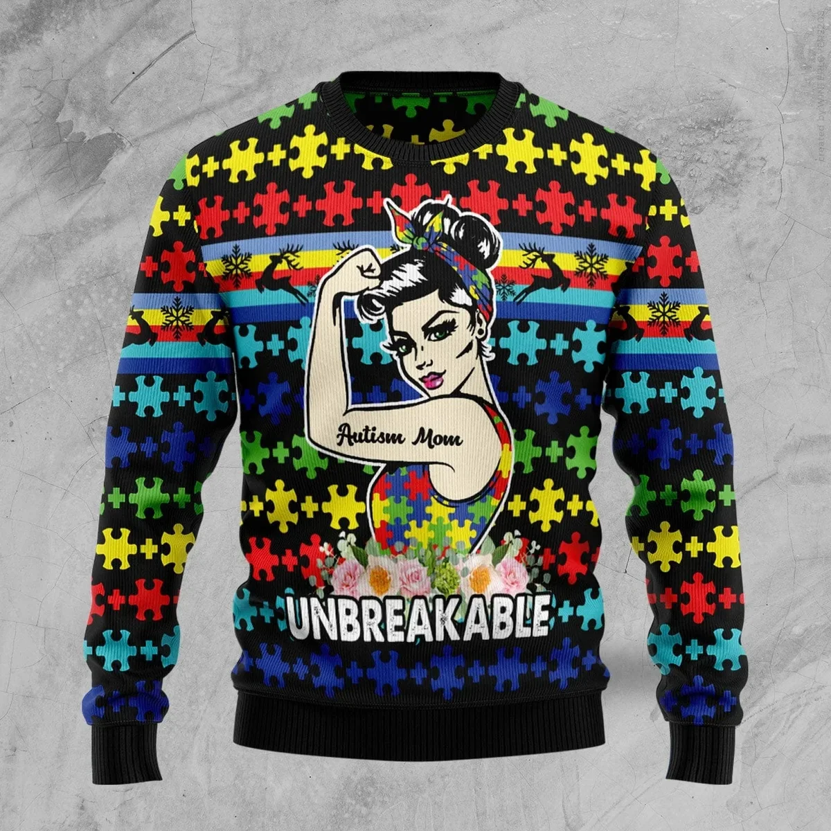 Autism Mom Unbreakable Ugly Christmas Sweater Winter Apparel Best Xmas Gifts For Mom