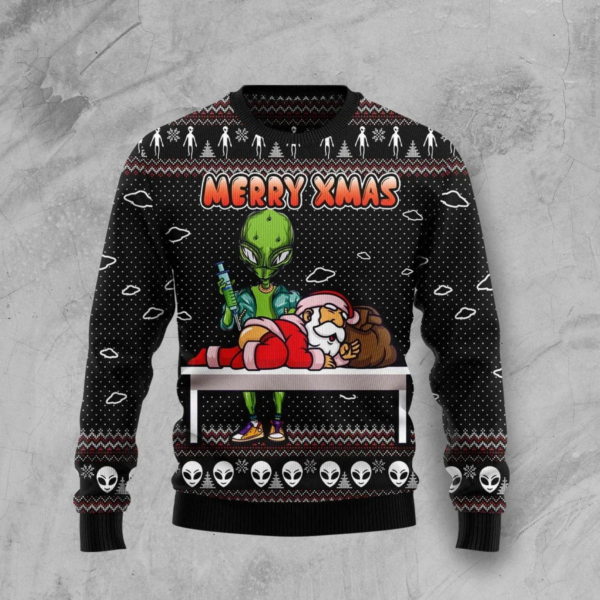 Alien Santa Merry Xmas Ugly Christmas Sweater Christmas Vacation Clothing Gifts For Him