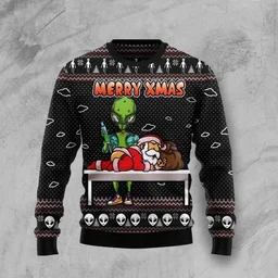 Alien Santa Merry Xmas Ugly Christmas Sweater Christmas Vacation Clothing Gifts For Him
