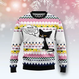 Black Cat Piss Me Off Ugly Christmas Sweater Christmas Vacation Apparel Cat Lovers Gifts