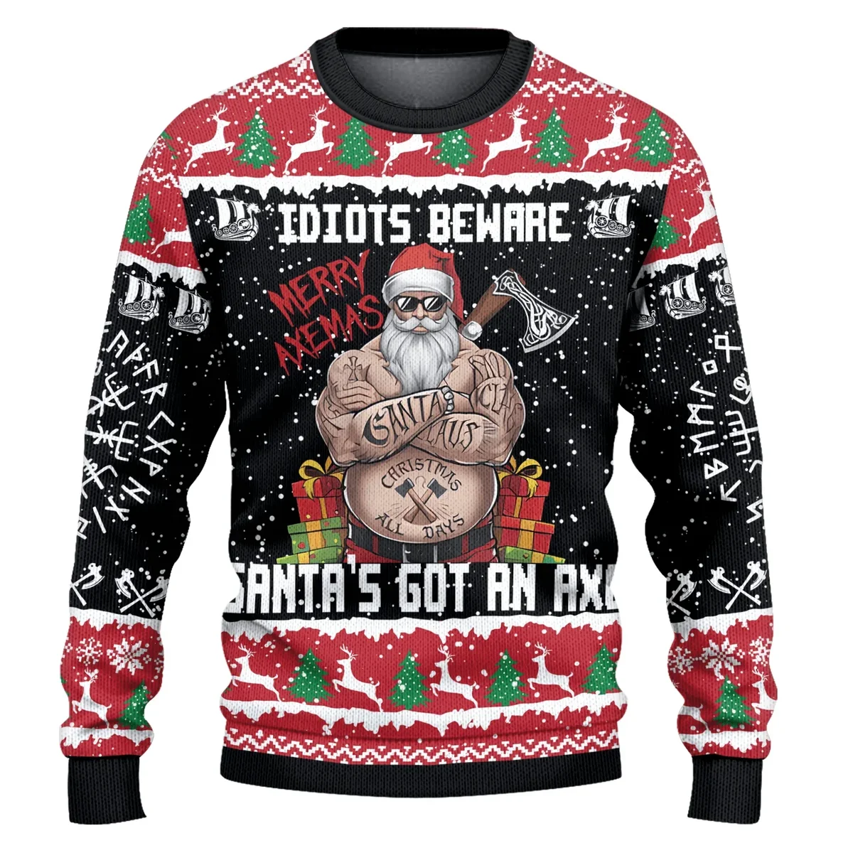Axemas Viking Santa Viking Ugly Christmas Sweater Xmas Apparel Xmas Gifts For Santa Lovers