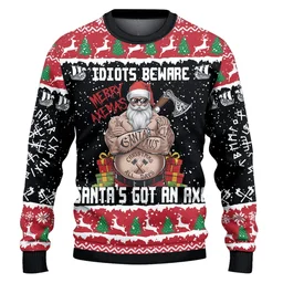 Axemas Viking Santa Viking Ugly Christmas Sweater Xmas Apparel Xmas Gifts For Santa Lovers