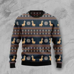 Amazing Llama Ugly Xmas Sweater Cold Weather Clothes Gifts Idea For Llama Lovers