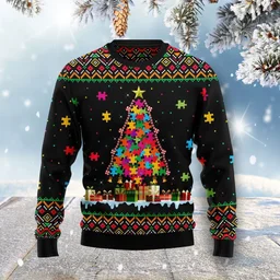 Autism Christmas Tree Ugly Christmas Sweater Festive Clothing Xmas Gifts For Him