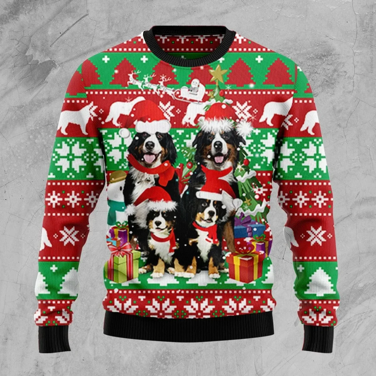 Bernese Mountain Dog Family Ugly Christmas Sweater Xmas Party Outfit Gifts For Dog Lovers