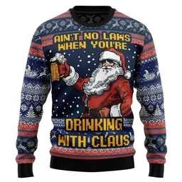 Aint No Laws When You Re Drinking With Claus Ugly Xmas Sweater Clothes Xmas Gifts For Meme Lovers