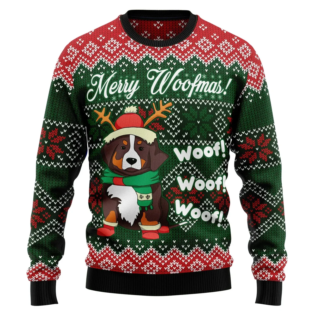 Bernese Mountain Merry Woofmas Ugly Christmas Sweater Xmas Clothing Bernese Dog Lovers Gifts