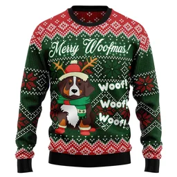 Bernese Mountain Merry Woofmas Ugly Christmas Sweater Xmas Clothing Bernese Dog Lovers Gifts