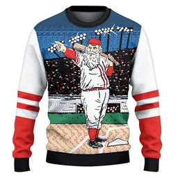 Baseball Santa Ugly Christmas Sweater Xmas Vacation Clothing Gifts For Santa Lovers