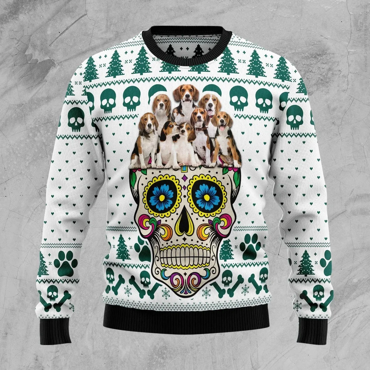 Beagles Sugar Skull Ugly Christmas Sweater Xmas Sweater Xmas Gifts For Beagle Lovers