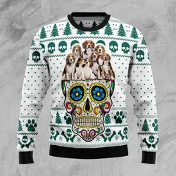 Beagles Sugar Skull Ugly Christmas Sweater Xmas Sweater Xmas Gifts For Beagle Lovers
