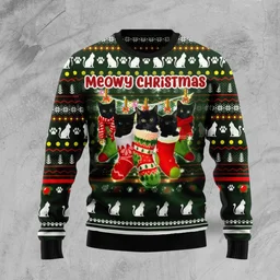 Black Cat Socks Ugly Christmas Sweater Christmas Vacation Clothing Gifts For Cat Lovers