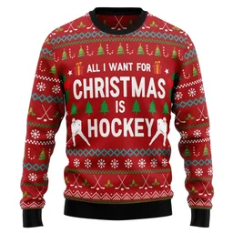 All I Want For Christmas Is Hockey Ugly Christmas Sweater Xmas Clothing Hockey Lovers Gifts
