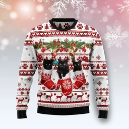 Black Cat Gloves Merry Christmas Ugly Christmas Sweater Xmas Clothing Gifts For Cat Lovers