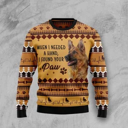 German Shepherd When I Need A Hand Ugly Xmas Sweater Xmas Vacation Clothing Gifts For Dog  Lovers