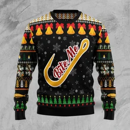 Fishing Bite Me Ugly Christmas Sweater Christmas Party Outfit Gifts For Fishing Lovers