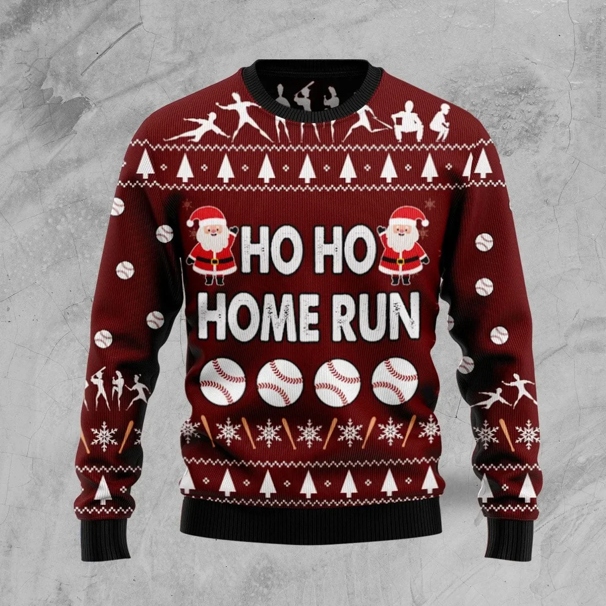 Baseball Hoho Home Run Ugly Christmas Sweater Xmas Party Outfit Gifts For Baseball Lovers