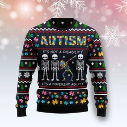Autism Different Ugly Christmas Sweater Christmas Vacation Clothing Gifts For Skeleton Lovers