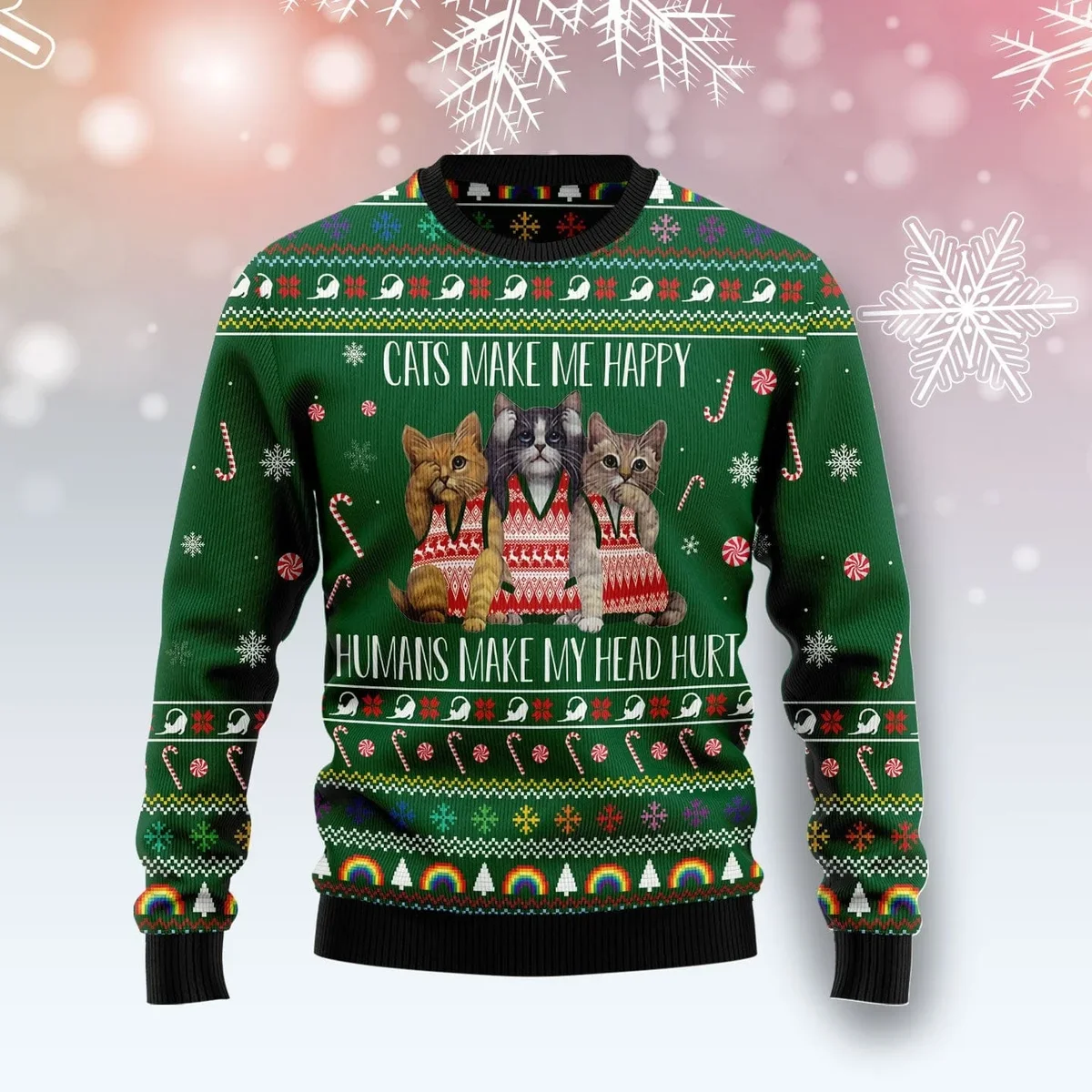 Cats Make Me Happy Ugly Christmas Sweater Xmas Clothes Christmas Gifts For Cats Lovers