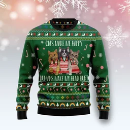 Cats Make Me Happy Ugly Christmas Sweater Xmas Clothes Christmas Gifts For Cats Lovers