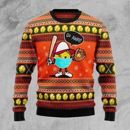 Go Away Softball Ugly Christmas Sweater Funny Christmas Clothing Gifts For Softball Lovers