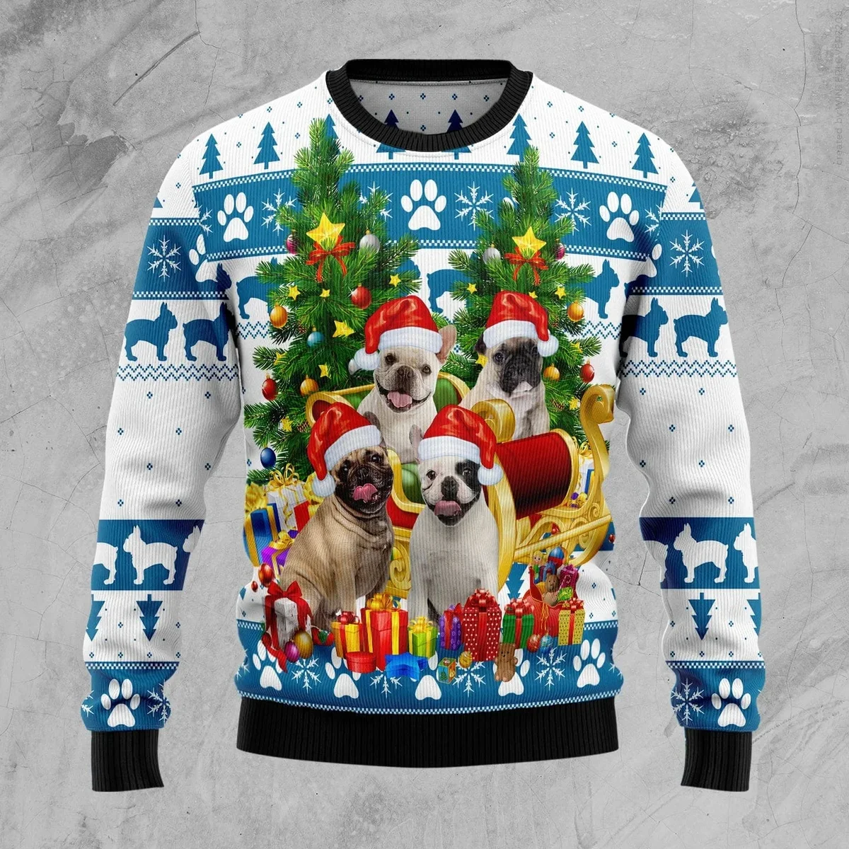 French Bulldog Greeting Ugly Xmas Sweater Cold Weather Clothes Gifts For Dog Lovers