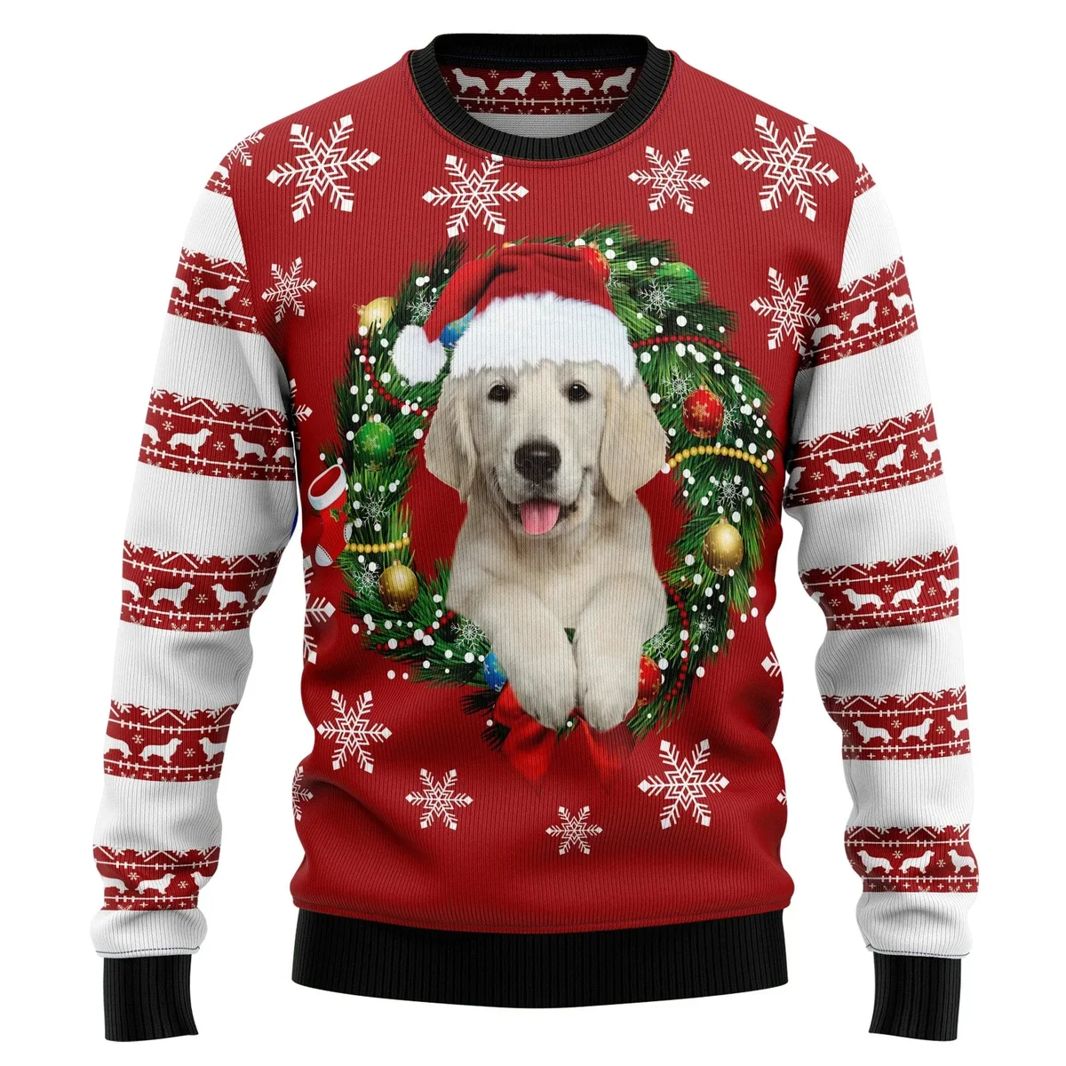 Golden Retriever Wearing Santa Hat Ugly Christmas Sweater Xmas Outfit Gifts For Dog Lovers