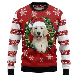 Golden Retriever Wearing Santa Hat Ugly Christmas Sweater Xmas Outfit Gifts For Dog Lovers