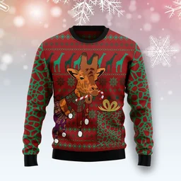 Giraffe Scarves Ugly Christmas Sweater Xmas Party Outfits Xmas Gifts For Giraffe Lovers