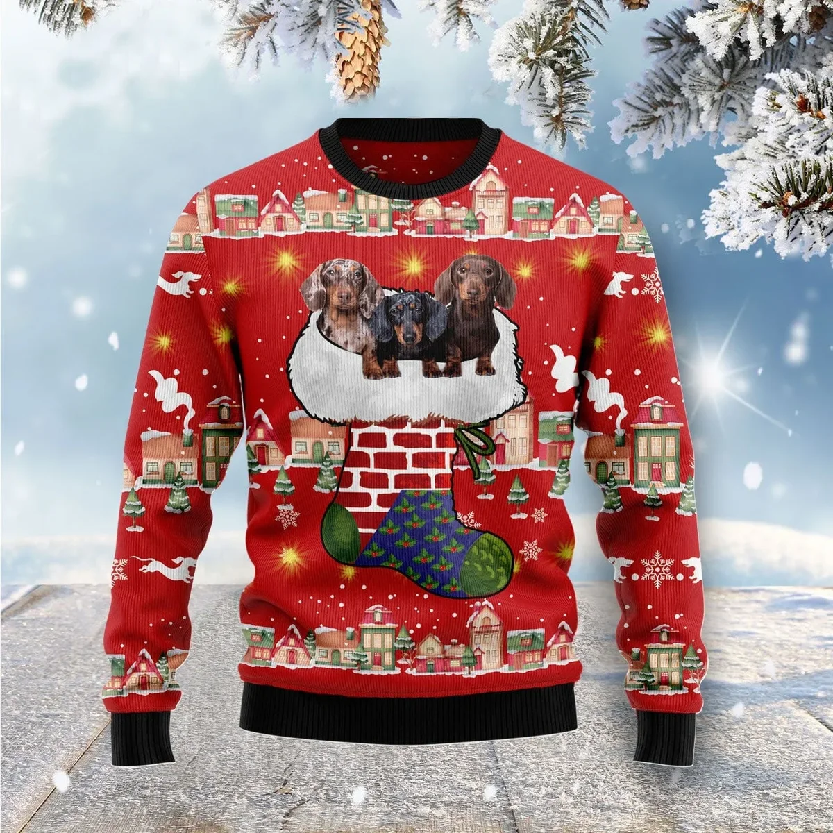 Dachshund Light Up Ugly Christmas Sweater Christmas Vacation Outfit Gifts For Dog Lovers