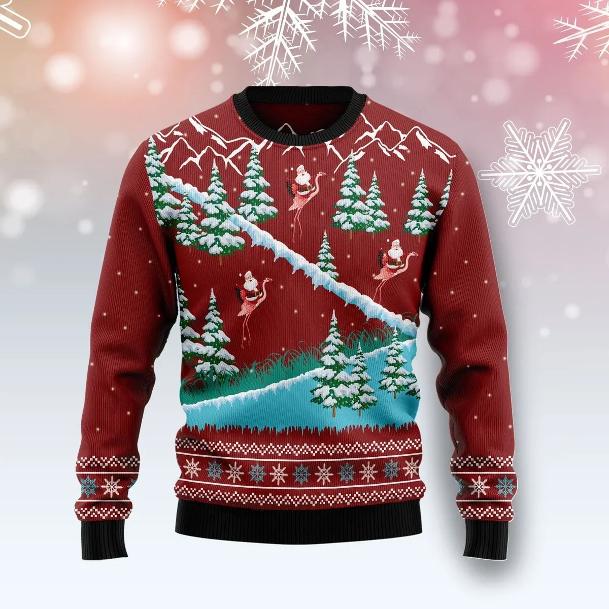 Flamingo Santa Ugly Christmas Sweater Funny Xmas Outfit Christmas Gifts For Him