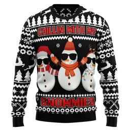 Chillin With My Snowmies Ugly Xmas Sweater Cold Weather Clothes Gifts For Snowman Lovers
