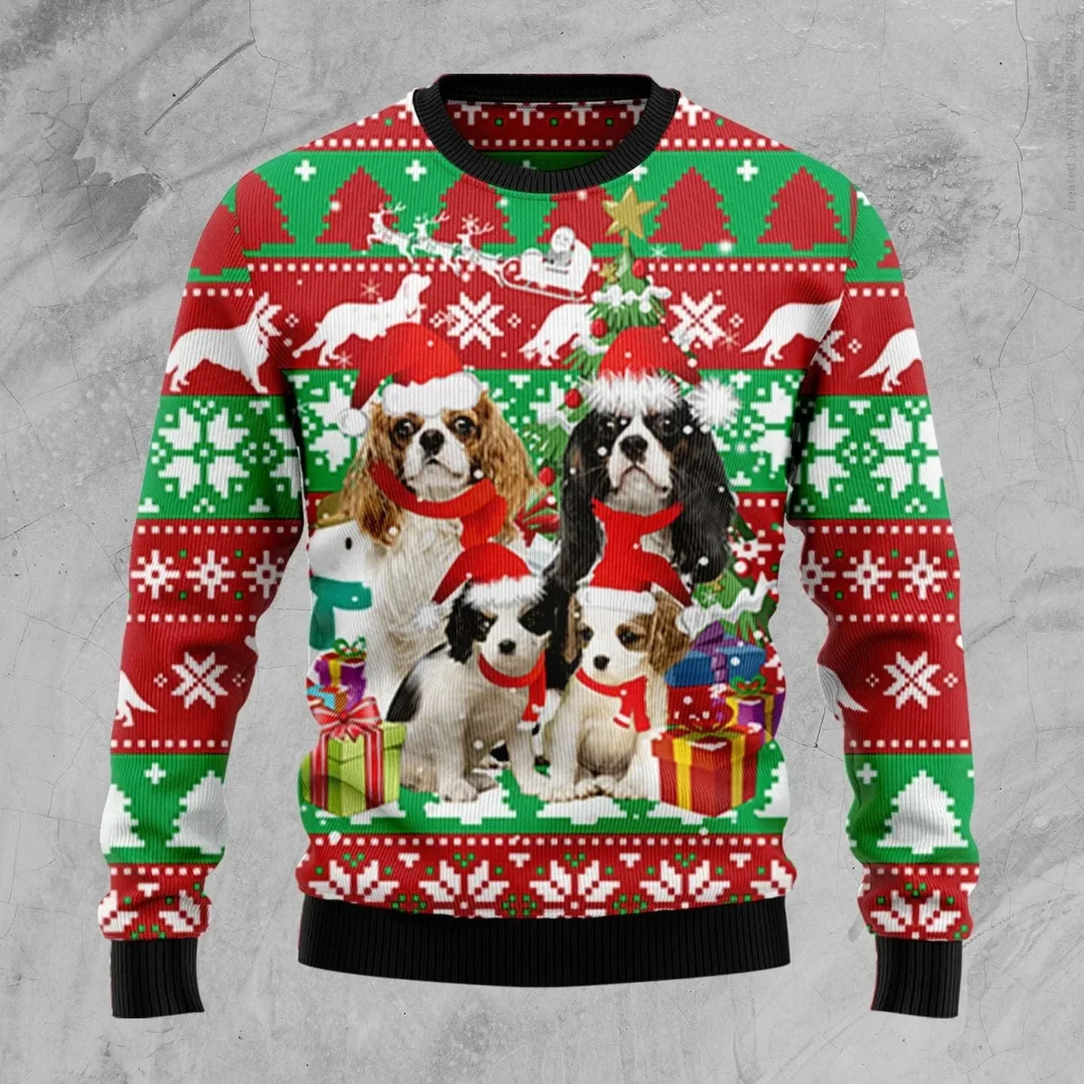 Cavalier King Charles Spaniel Family  Ugly Christmas Sweater Xmas Party Outfit Gifts For Dog Lovers