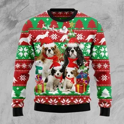 Cavalier King Charles Spaniel Family  Ugly Christmas Sweater Xmas Party Outfit Gifts For Dog Lovers