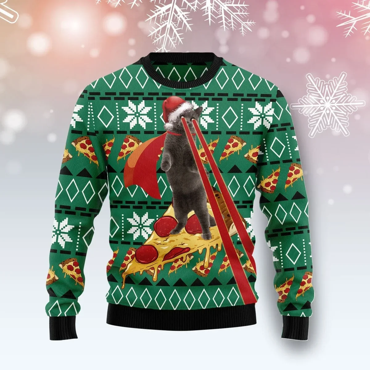Cat Pizza Ugly Christmas Sweater Cold Weather Clothes Gifts For Cat Lovers