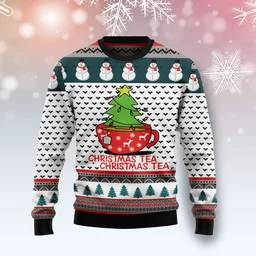 Christmas Tea Ugly Christmas Sweater Xmas Party Clothes Gifts For Snowman Lovers
