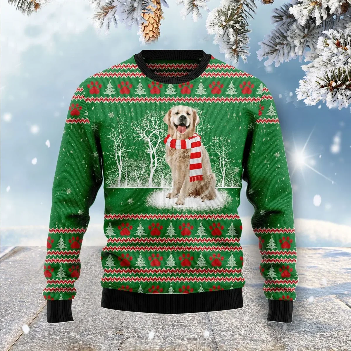 Golden Retriever Winter Ugly Christmas Sweater  Christmas Vacation Outfit Gifts For Dog Lovers
