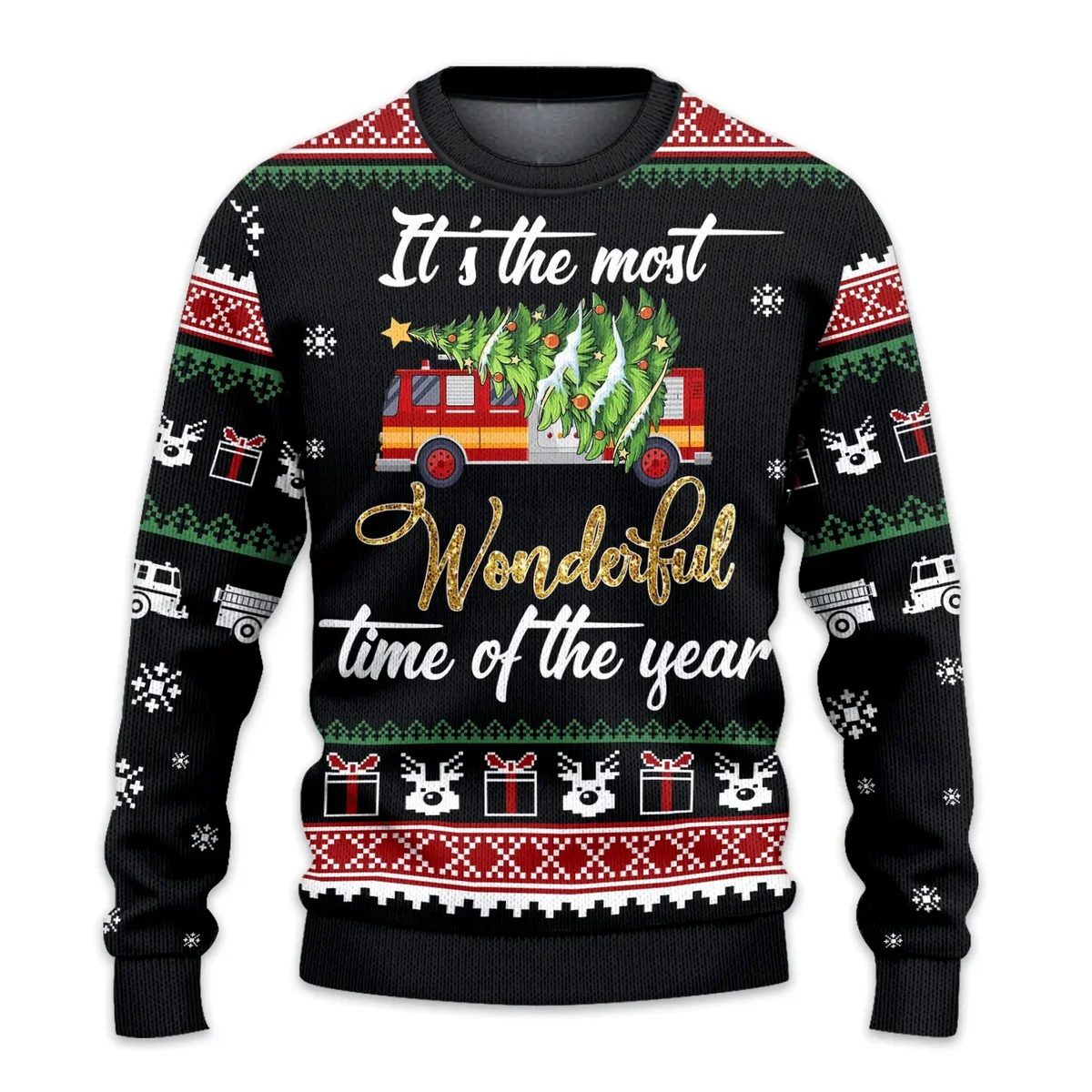 Firefighter Christmas Ugly Sweater Xmas Clothing Xmas Gifts For Firefighter Lovers