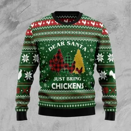 Dear Santa Just Bring Chickens Ugly Christmas Sweater Festive Clothing Gifts For Xmas