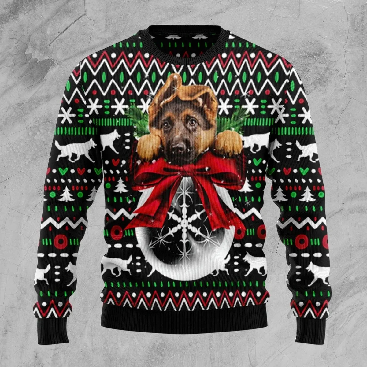German Shepherd Xmas Ball Ugly Christmas Sweater Xmas Gifts For German Shepherd Lovers