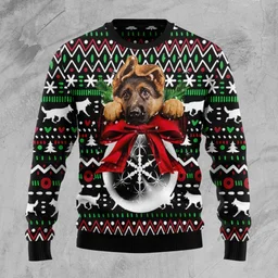 German Shepherd Xmas Ball Ugly Christmas Sweater Xmas Gifts For German Shepherd Lovers